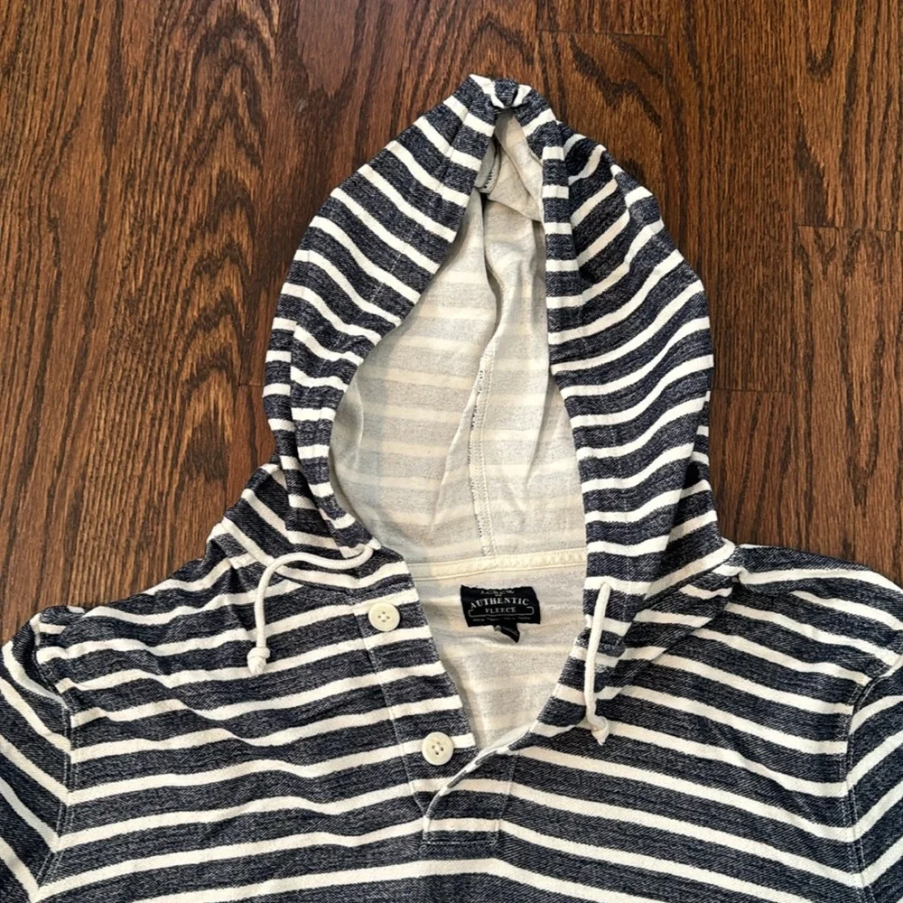 J. Crew Navy and White Striped Hooded Sweater